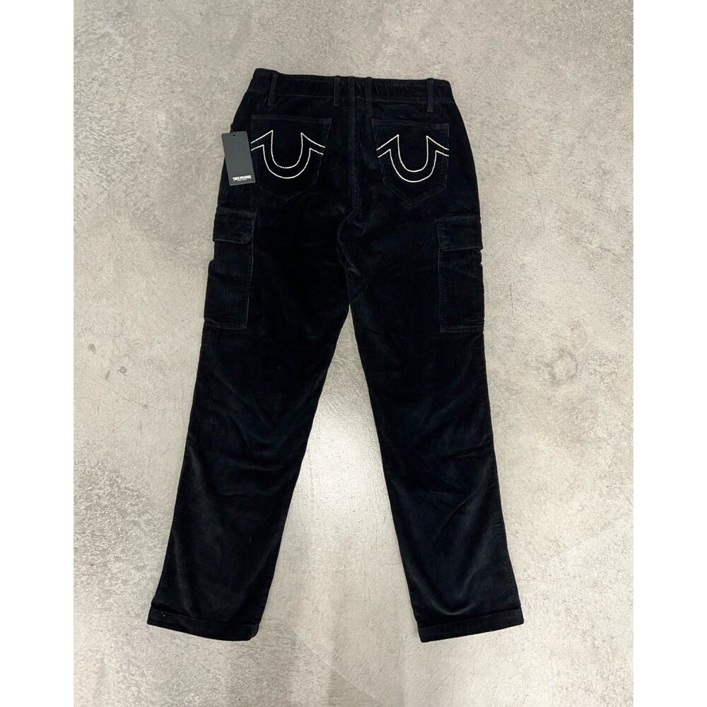 True Religion Black Cargo Corduroy Pants